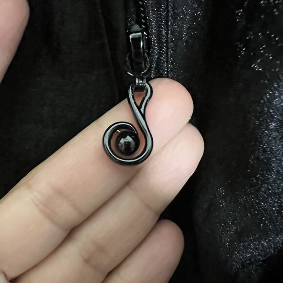 Samuel Dong Black Bubble Satin Jacket Coat Small Zip Front Lagenlook Cocktail - Picture 5 of 10